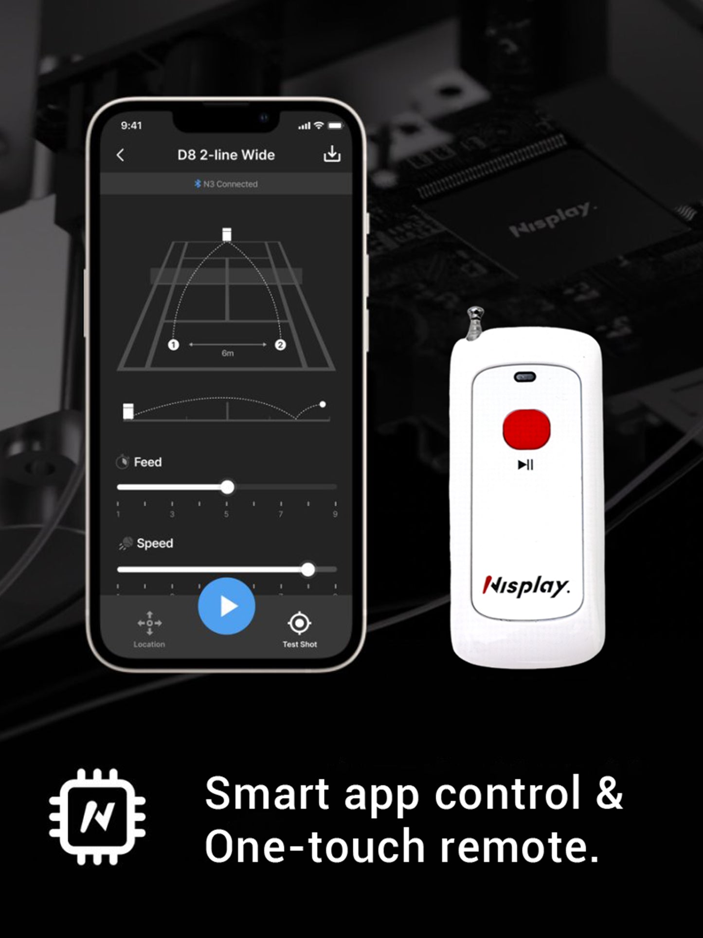Nisplay N3 - Portable Tennis Ball Machine with App control and horizontal oscillation